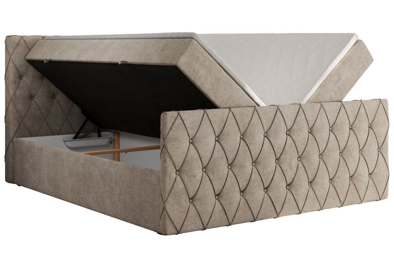 Łóżko kontynentalne MIREN DUO 120x200 - H3 - beżowy, struktura