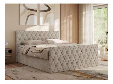 Łóżko kontynentalne MIREN DUO 200x200 - H3 - beżowy, struktura