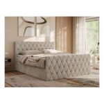 Łóżko kontynentalne MIREN DUO 200x200 - H3 - beżowy, struktura