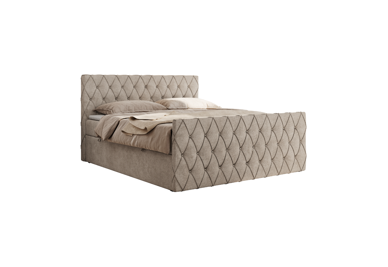 Łóżko kontynentalne MIREN DUO 200x200 - H3 - beżowy, struktura