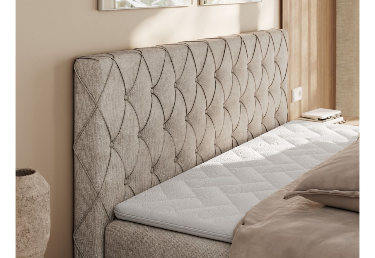 Łóżko kontynentalne MIREN DUO 160x200 - H4 - beżowy, struktura