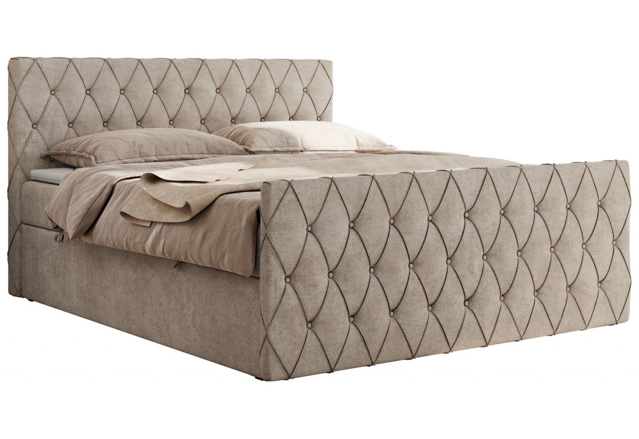 Łóżko kontynentalne MIREN DUO 200x200 - H4 - beżowy, struktura