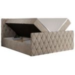 Łóżko kontynentalne MIREN DUO 200x200 - H4 - beżowy, struktura