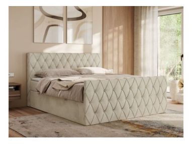 Łóżko kontynentalne MIREN DUO 160x200 - H3 - beżowy, welwet