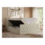 Łóżko kontynentalne MIREN DUO 160x200 - H3 - beżowy, welwet