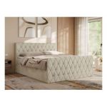 Łóżko kontynentalne MIREN DUO 180x200 - H3 - beżowy, welwet