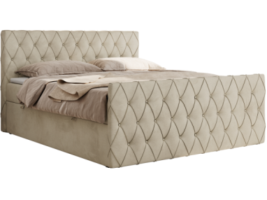 Łóżko kontynentalne MIREN DUO 200x200 - H4 - beżowy, welwet