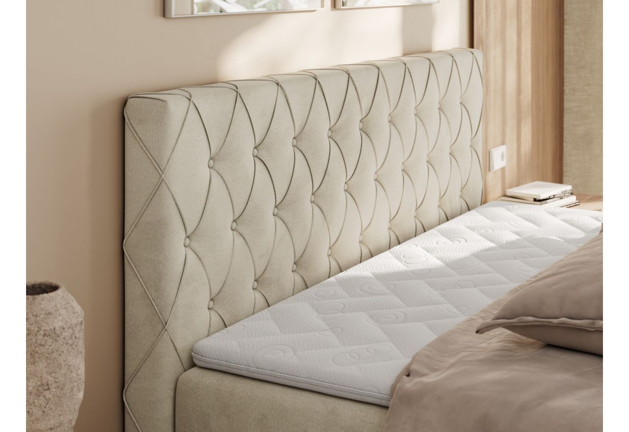 Łóżko kontynentalne MIREN DUO 200x200 - H4 - beżowy, welwet