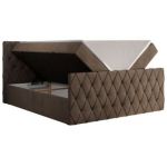 Łóżko kontynentalne MIREN DUO 160x200 - H3 - brązowy, welwet