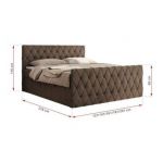 Łóżko kontynentalne MIREN DUO 180x200 - H3 - brązowy, welwet