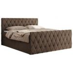 Łóżko kontynentalne MIREN DUO 200x200 - H3 - brązowy, welwet