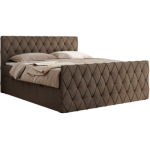 Łóżko kontynentalne MIREN DUO 120x200 - H4 - brązowy, welwet