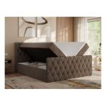 Łóżko kontynentalne MIREN DUO 160x200 - H4 - brązowy, welwet