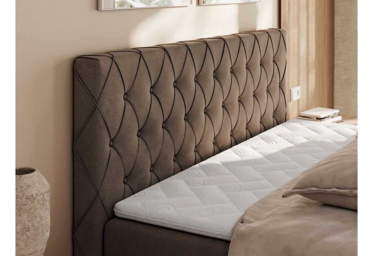 Łóżko kontynentalne MIREN DUO 200x200 - H4 - brązowy, welwet