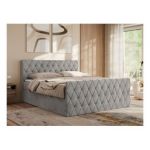 Łóżko kontynentalne MIREN DUO 120x200 - H3 - jasnoszary, welwet