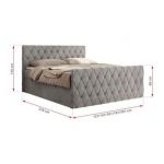 Łóżko kontynentalne MIREN DUO 120x200 - H3 - jasnoszary, welwet