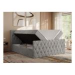 Łóżko kontynentalne MIREN DUO 200x200 - H3 - jasnoszary, welwet