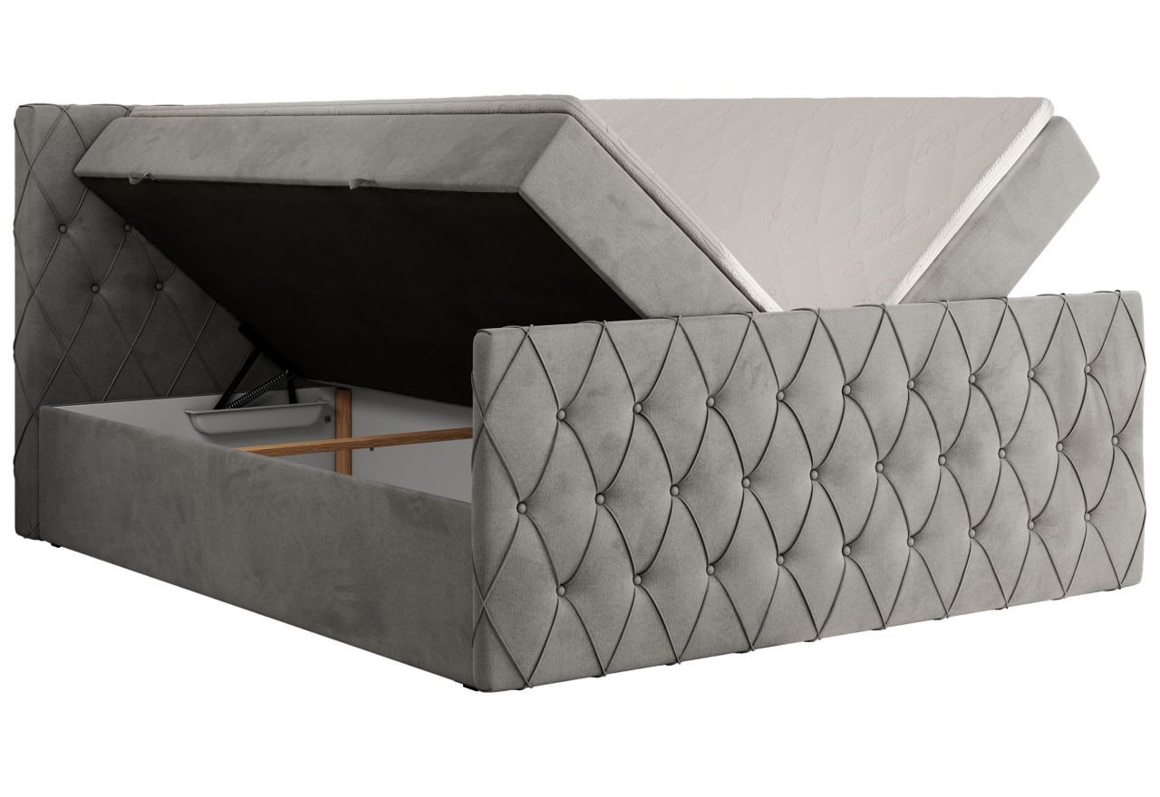 Łóżko kontynentalne MIREN DUO 200x200 - H3 - jasnoszary, welwet