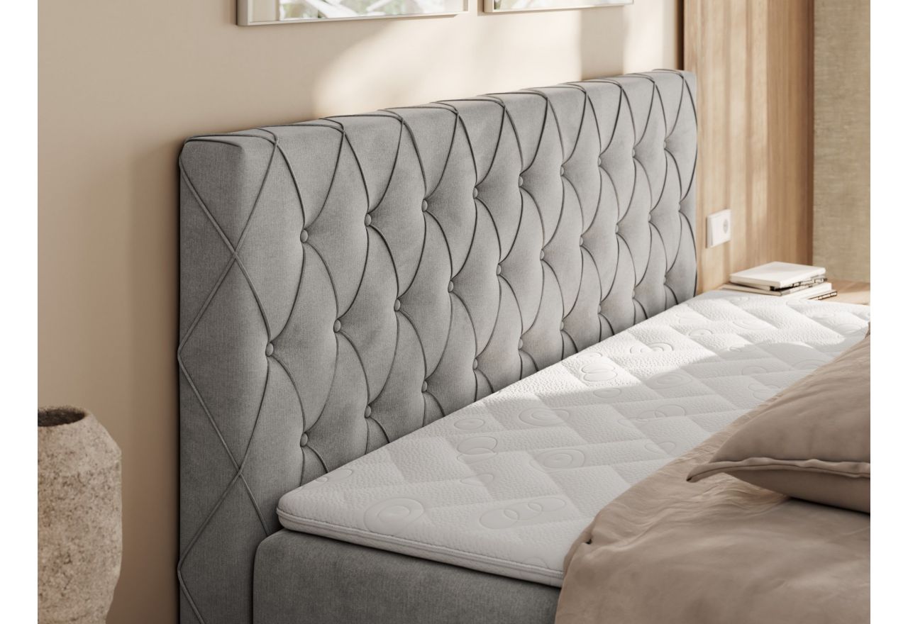 Łóżko kontynentalne MIREN DUO 120x200 - H4 - jasnoszary, welwet