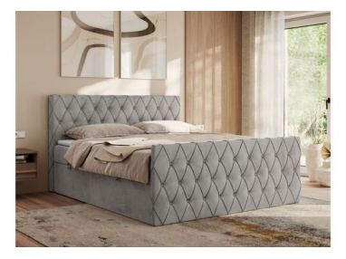 Łóżko kontynentalne MIREN DUO 200x200 - H4 - jasnoszary, welwet