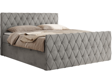 Łóżko kontynentalne MIREN DUO 200x200 - H4 - jasnoszary, welwet