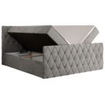 Łóżko kontynentalne MIREN DUO 200x200 - H4 - jasnoszary, welwet