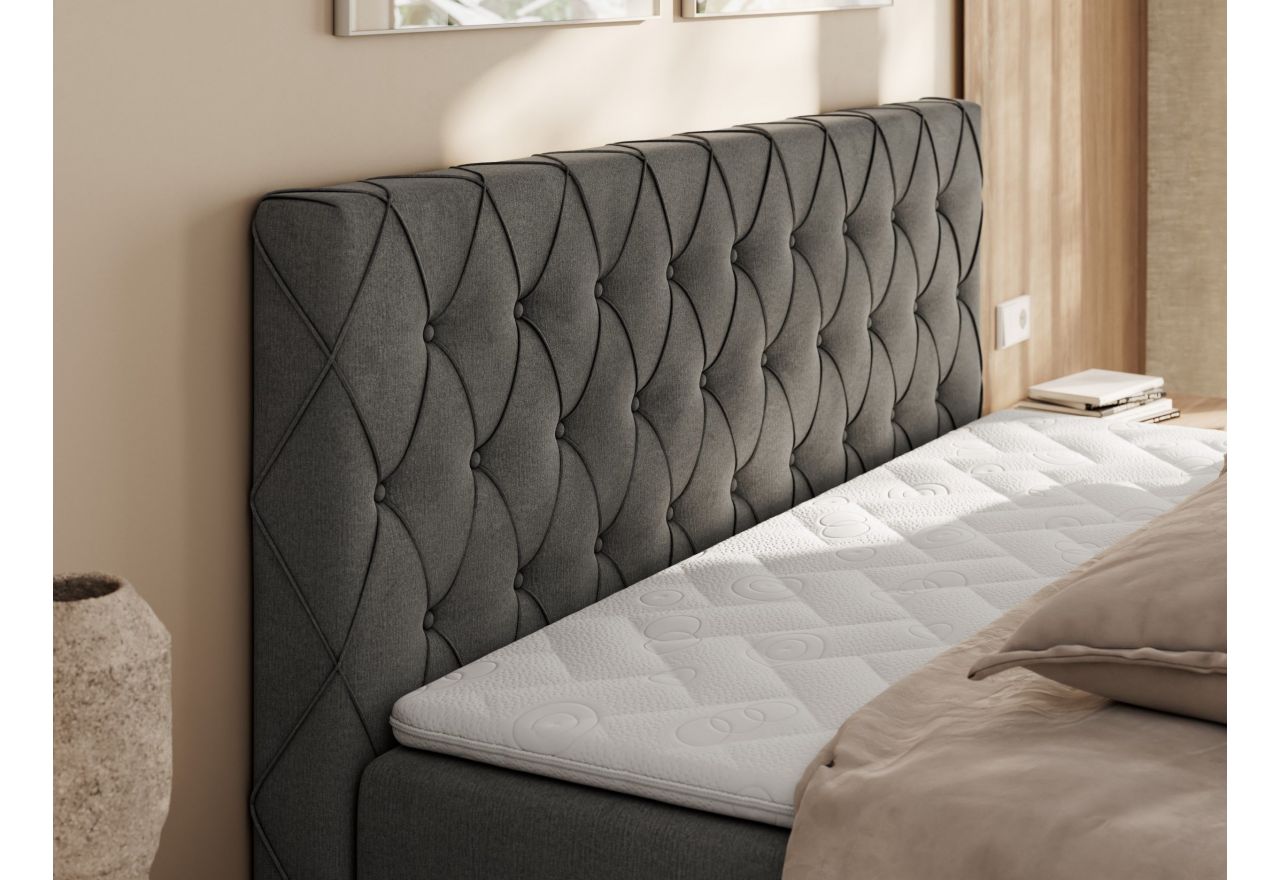 Łóżko kontynentalne MIREN DUO 160x200 - H3 - ciemnoszary, welwet