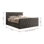 Łóżko kontynentalne MIREN DUO 180x200 - H3 - ciemnoszary, welwet