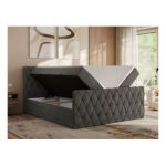 Łóżko kontynentalne MIREN DUO 200x200 - H3 - ciemnoszary, welwet