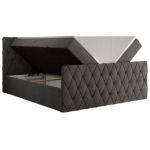 Łóżko kontynentalne MIREN DUO 200x200 - H3 - ciemnoszary, welwet