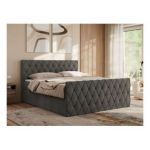 Łóżko kontynentalne MIREN DUO 180x200 - H4 - ciemnoszary, welwet