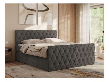 Łóżko kontynentalne MIREN DUO 200x200 - H4 - ciemnoszary, welwet