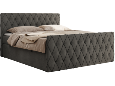 Łóżko kontynentalne MIREN DUO 200x200 - H4 - ciemnoszary, welwet