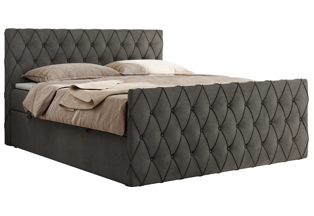 Łóżko kontynentalne MIREN DUO 200x200 - H4 - ciemnoszary, welwet