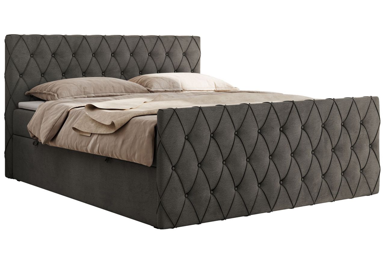 Łóżko kontynentalne MIREN DUO 200x200 - H4 - ciemnoszary, welwet