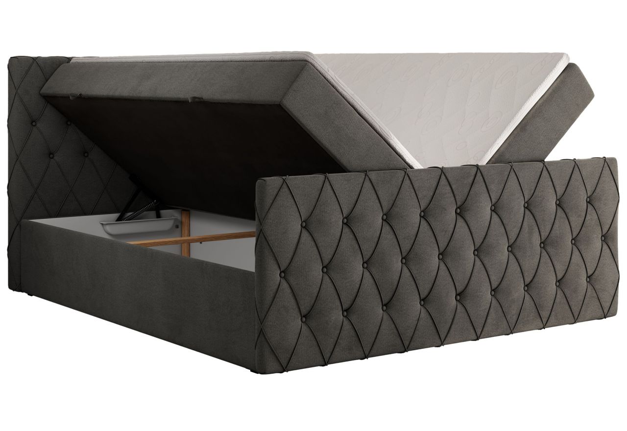 Łóżko kontynentalne MIREN DUO 200x200 - H4 - ciemnoszary, welwet