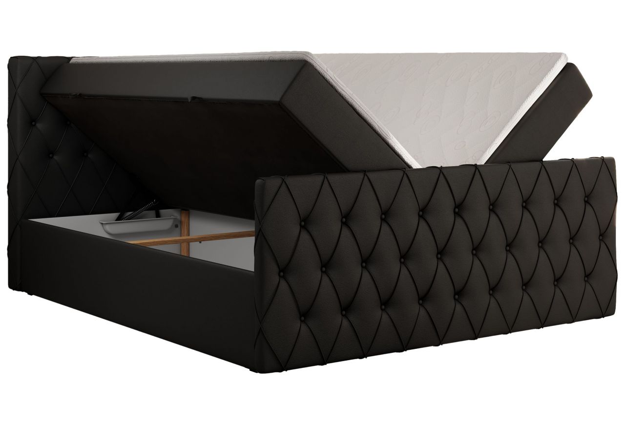 Łóżko kontynentalne MIREN DUO 120x200 - H3 - czarny, ekoskóra