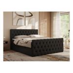 Łóżko kontynentalne MIREN DUO 160x200 - H3 - czarny, ekoskóra