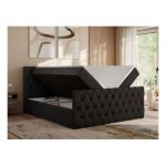 Łóżko kontynentalne MIREN DUO 180x200 - H3 - czarny, ekoskóra