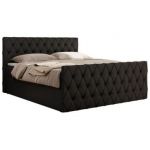 Łóżko kontynentalne MIREN DUO 180x200 - H3 - czarny, ekoskóra