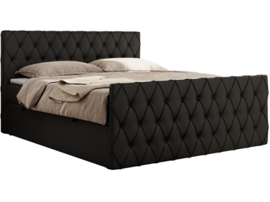 Łóżko kontynentalne MIREN DUO 200x200 - H4 - czarny, ekoskóra