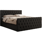 Łóżko kontynentalne MIREN DUO 200x200 - H4 - czarny, ekoskóra