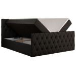 Łóżko kontynentalne MIREN DUO 200x200 - H4 - czarny, ekoskóra