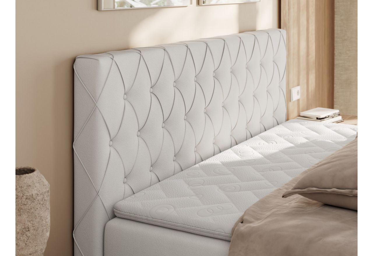 Łóżko kontynentalne MIREN DUO 120x200 - H3 - biały, ekoskóra