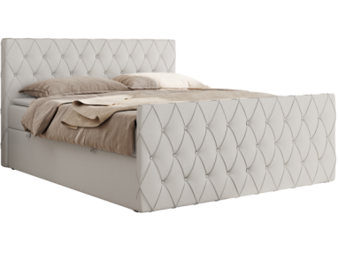 Łóżko kontynentalne MIREN DUO 140x200 - H3 - biały, ekoskóra