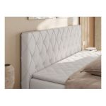 Łóżko kontynentalne MIREN DUO 140x200 - H3 - biały, ekoskóra