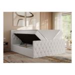 Łóżko kontynentalne MIREN DUO 160x200 - H3 - biały, ekoskóra