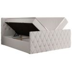 Łóżko kontynentalne MIREN DUO 200x200 - H3 - biały, ekoskóra