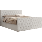 Łóżko kontynentalne MIREN DUO 140x200 - H4 - biały, ekoskóra