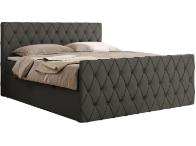 Łóżko kontynentalne MIREN DUO 200x200 - H3 - szary, ekoskóra